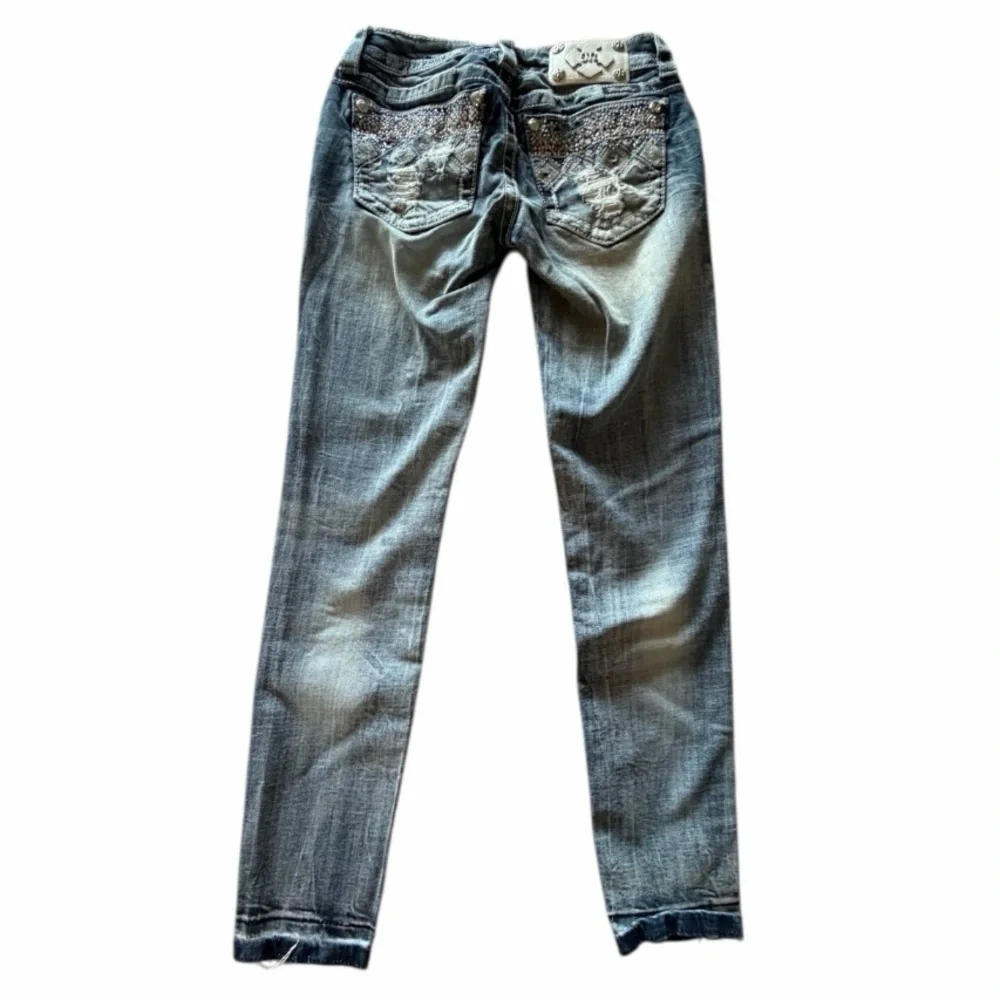 Miss Me Signature Womens Size 25 Blue Low Rise Light Wash Ankle Skinny Jeans‎